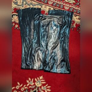 Shiny Black and Blue Leggings kollyy